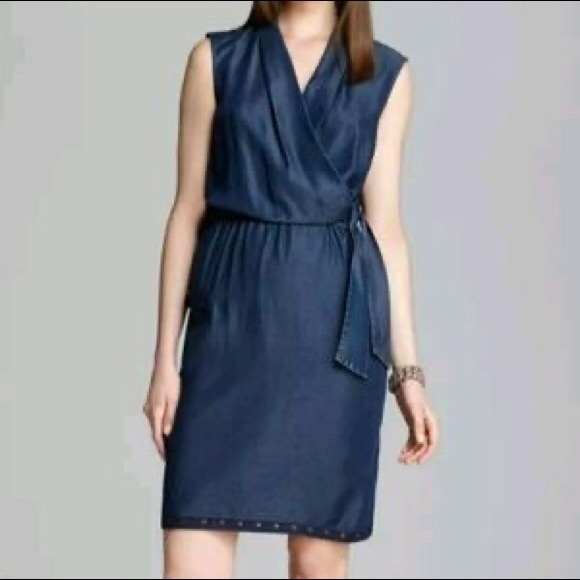 Elie Tahari Dresses & Skirts - Elie Tahari Denim Chambray Faux Wrap Dress